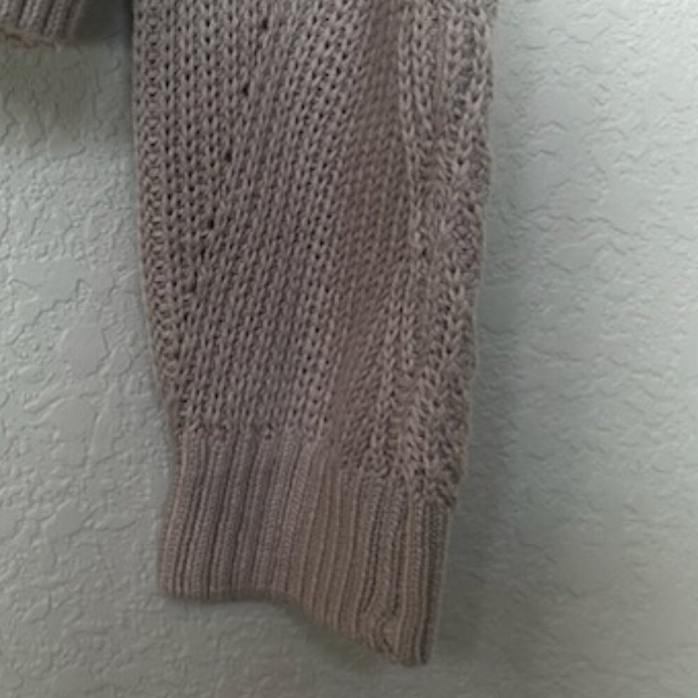 NWOT Divided Taupe Ribbed Crew Neck Zip Front Knitted Cardigan With Pockets - Picture 8 of 9